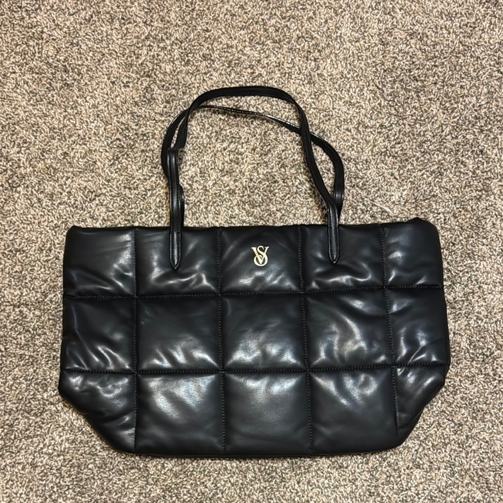Victoria's Secret Black Quilted Tote Bag